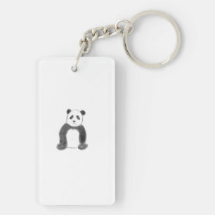 Cute black and white panda sketch key ring