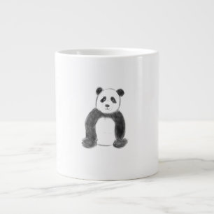 Cute black and white panda sketch large coffee mug