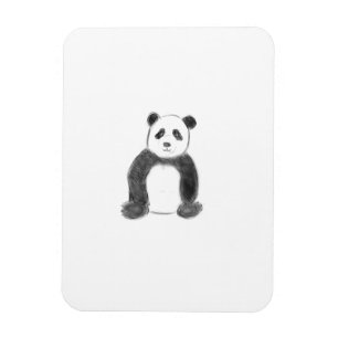 Cute black and white panda sketch magnet