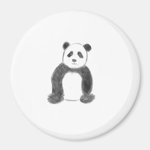 Cute black and white panda sketch magnet