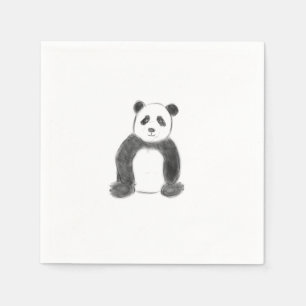 Cute black and white panda sketch napkin