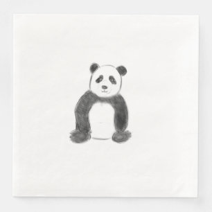 Cute black and white panda sketch napkin
