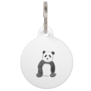 Cute black and white panda sketch pet tag