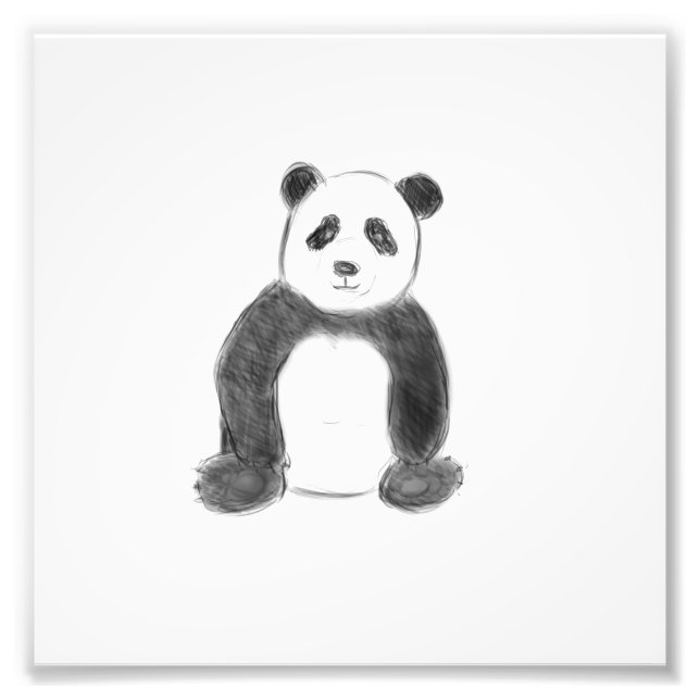 Cute black and white panda sketch photo print (Front)