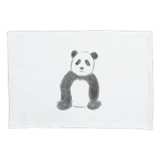 Cute black and white panda sketch pillowcase