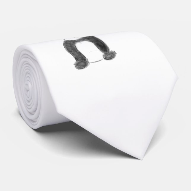 Cute black and white panda sketch tie (Rolled)