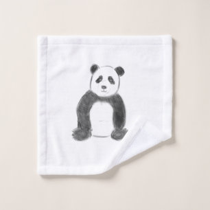 Cute black and white panda sketch wash cloth