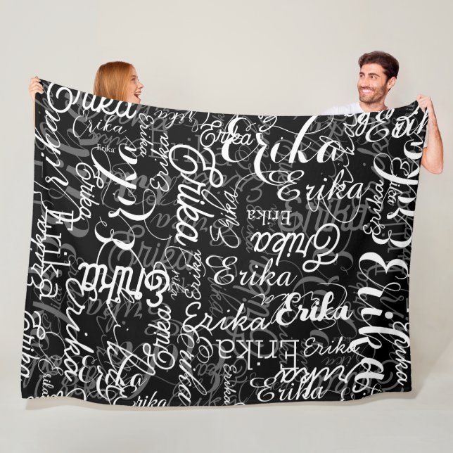  Cute Black and White Patterned  Fleece Blanket (In Situ)