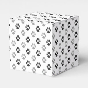 Cute Black And White Paw Prints Pattern Favour Box