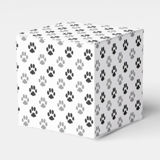 Cute Black And White Paw Prints Pattern Favour Box (Front Side)