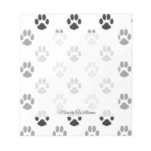 Cute Black And White Paw Prints Pattern Notepad