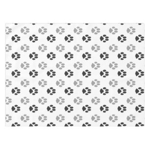 Cute Black And White Paw Prints Pattern Tablecloth