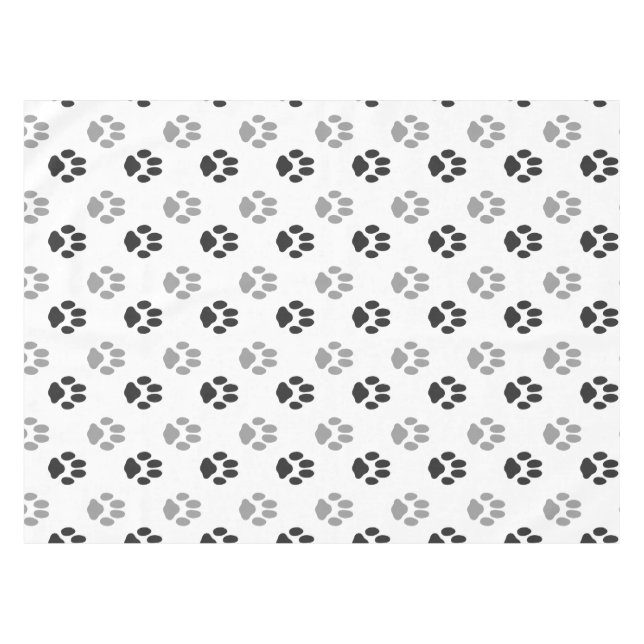 Cute Black And White Paw Prints Pattern Tablecloth (Front (Horizontal))