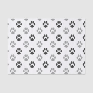 Cute Black And White Paw Prints Pattern Tissue Paper