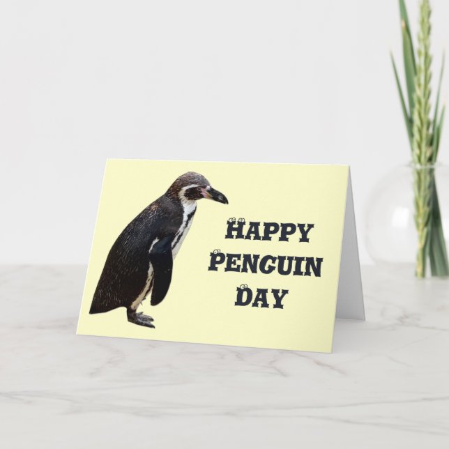 Cute Black and White Penguin Birthday Card (Front)