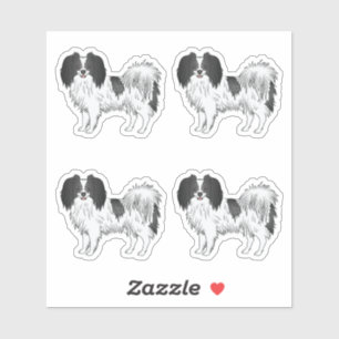 Cute Black And White Phalène Dog Cartoon Drawings