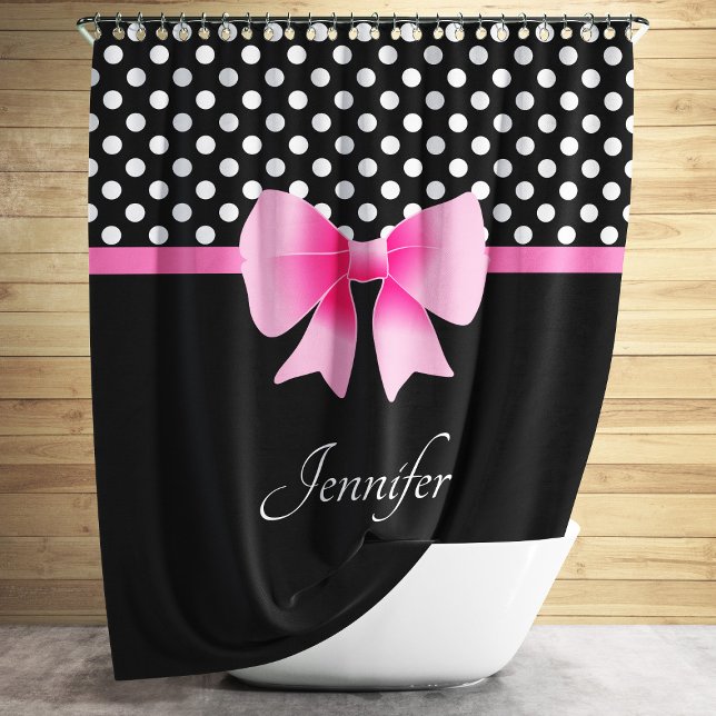 Cute Black And White Polka Dots Shower Curtain (Cute Black And White Polka Dots Shower Curtain.)