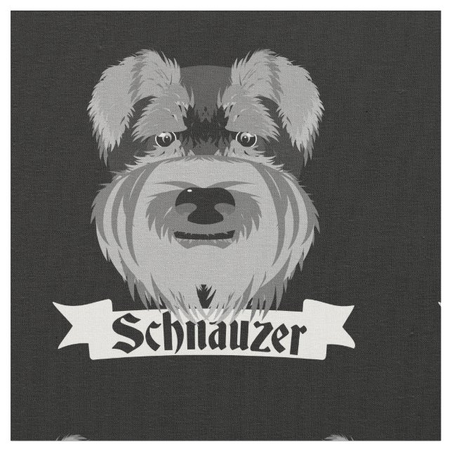 Cute Black and White Schnauzer Fabric (Close Up)