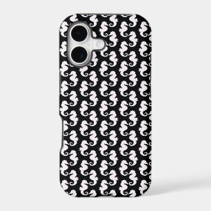 Cute Black and White Seahorse Pattern