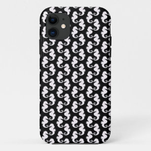 Cute Black and White Seahorse Pattern iPhone 11 Case