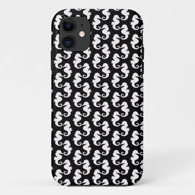 Cute Black and White Seahorse Pattern Case-Mate iPhone Case (Back)
