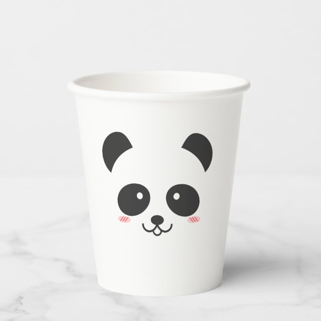 Cute Black and White Simple Kawaii Panda Bear Paper Cups (Front)