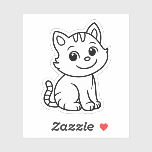 Cute Black and White Sitting Cat Custom die cut (Sheet)