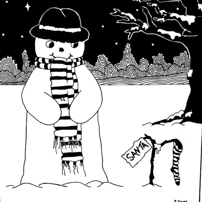 Cute black and white snowman at Christmas Standard Apron (Creator Uploaded)