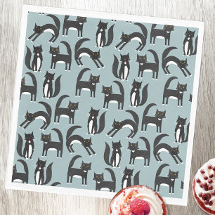Cute Black and White Tuxedo Cat Pattern Napkin