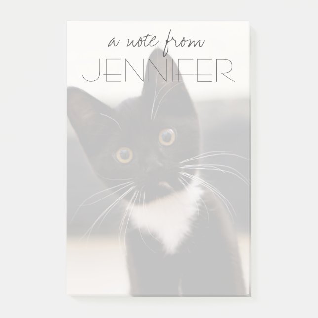 Cute Black And White Tuxedo Kitten Post-it Notes (Front)