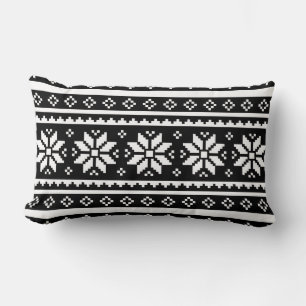 Cute black and white Ugly Christmas Sweater pillow