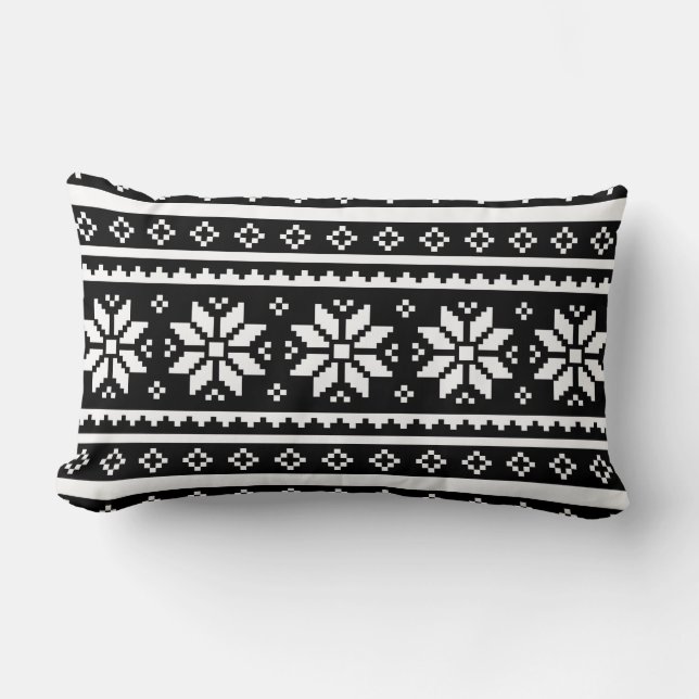 Cute black and white Ugly Christmas Sweater pillow (Front)