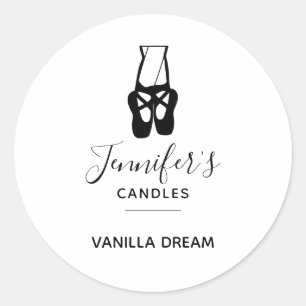 Cute Black Ballet Slippers Candle / Soap Classic Round Sticker