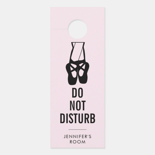 Cute Black Ballet Slippers Do Not Disturb Door Hanger (Front)