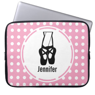 Cute Black Ballet Slippers En Pointe Laptop Sleeve