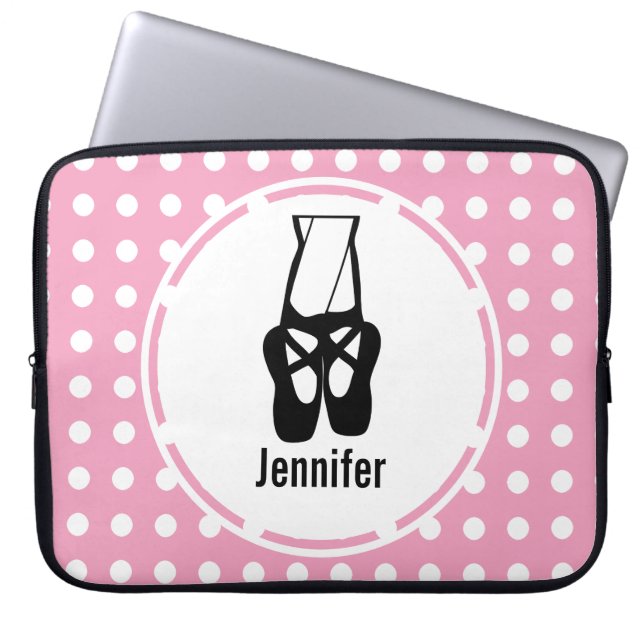 Cute Black Ballet Slippers En Pointe Laptop Sleeve (Front)