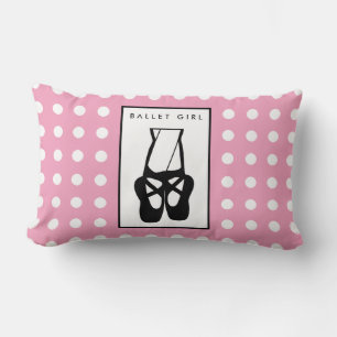 Cute Black Ballet Slippers En Pointe Lumbar Cushion