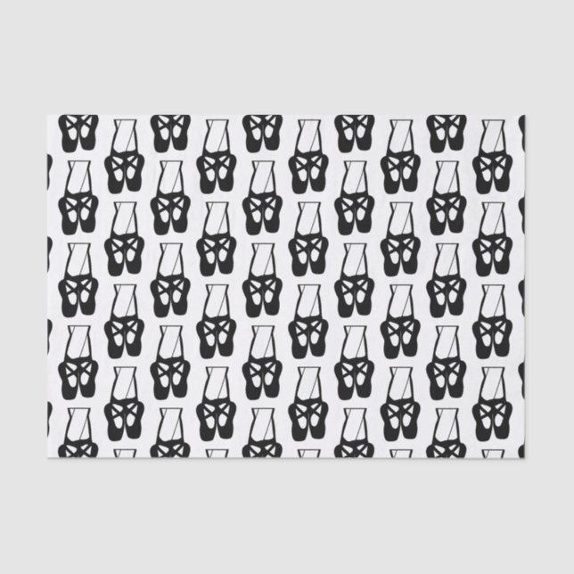 Cute Black Ballet Slippers En Pointe Pattern Tissue Paper (Front)