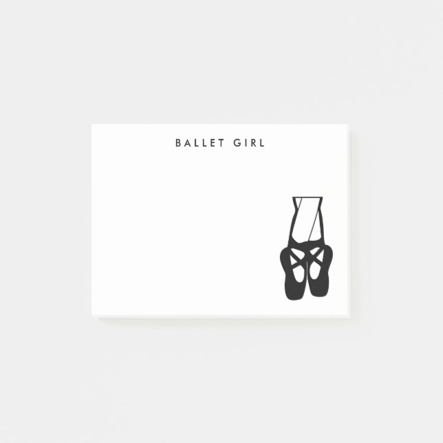 Cute Black Ballet Slippers En Pointe Post-it Notes (Front)