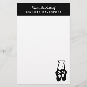 Cute Black Ballet Slippers En Pointe Stationery
