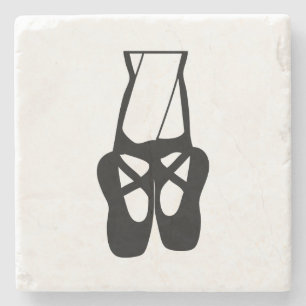 Cute Black Ballet Slippers En Pointe Stone Coaster