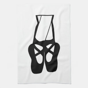 Cute Black Ballet Slippers En Pointe Tea Towel