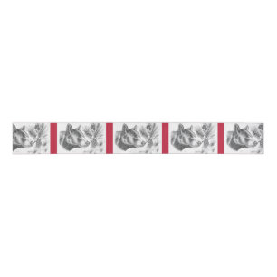 Cute Black Bear and Christmas Tree Grosgrain Ribbon
