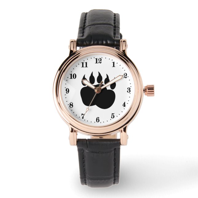 cute black bear paw ladies watch (Front)
