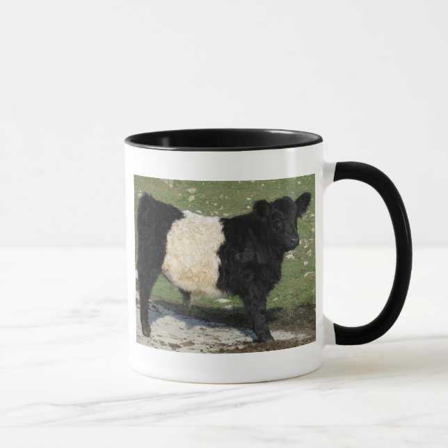 Cute Black Belted Galloway Calf Mug (Right)