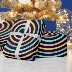 Cute Black Blue Grey Striped Pattern         Wrapping Paper