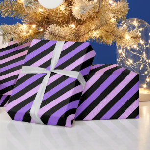 Cute Black Blue Grey Striped Pattern         Wrapping Paper