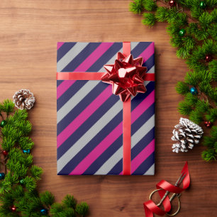 Cute Black Blue Grey Striped Pattern         Wrapping Paper