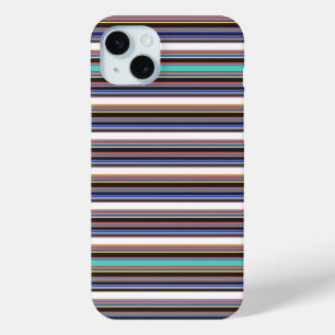 Cute black blue stripes iPhone 15 mini case