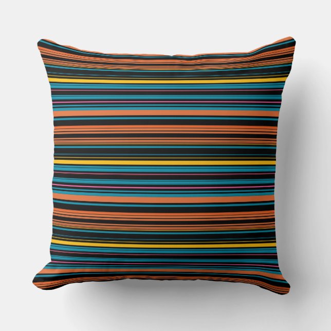 Cute black blue stripes cushion (Front)